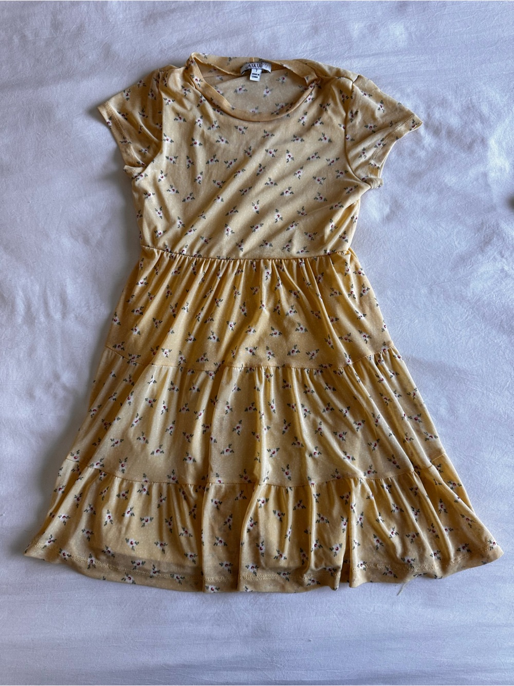 Auw Yellow Floral Tiered Juniors Dress View 2